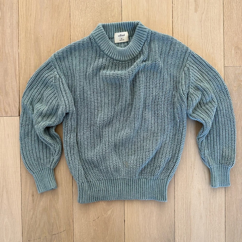 Aritzia Wilfred blue rib sweater